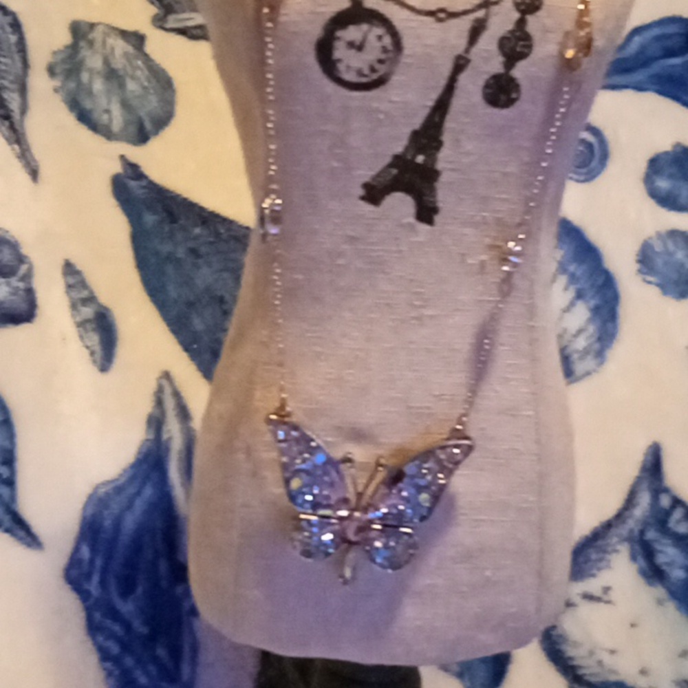 Gold Butterfly Necklace with Colorful Accents Betsy Johnson Brand